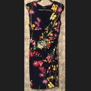 Ralph Lauren Navy Floral capped sleeved dress